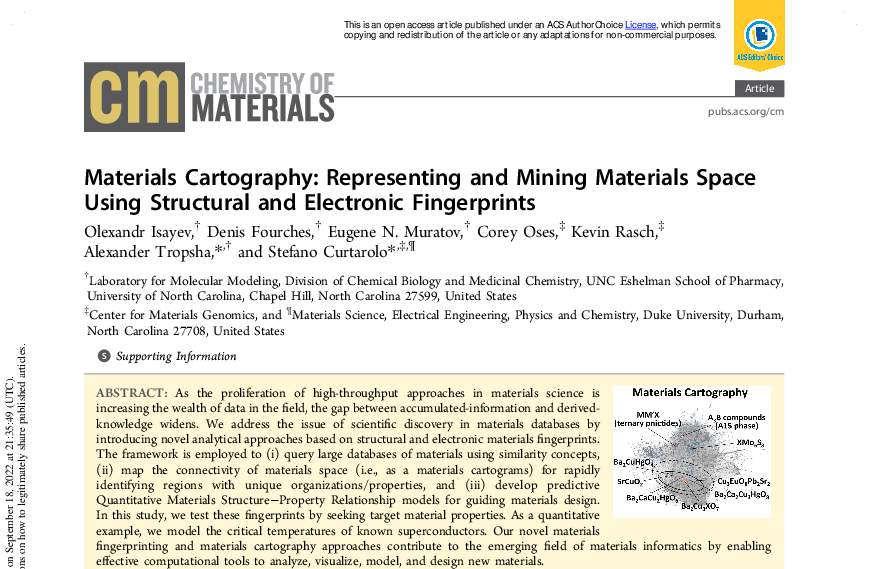 Graphical abstract for Materials Cartography: Representing and Mining Materials Space Using Structural and Electronic Fingerprints