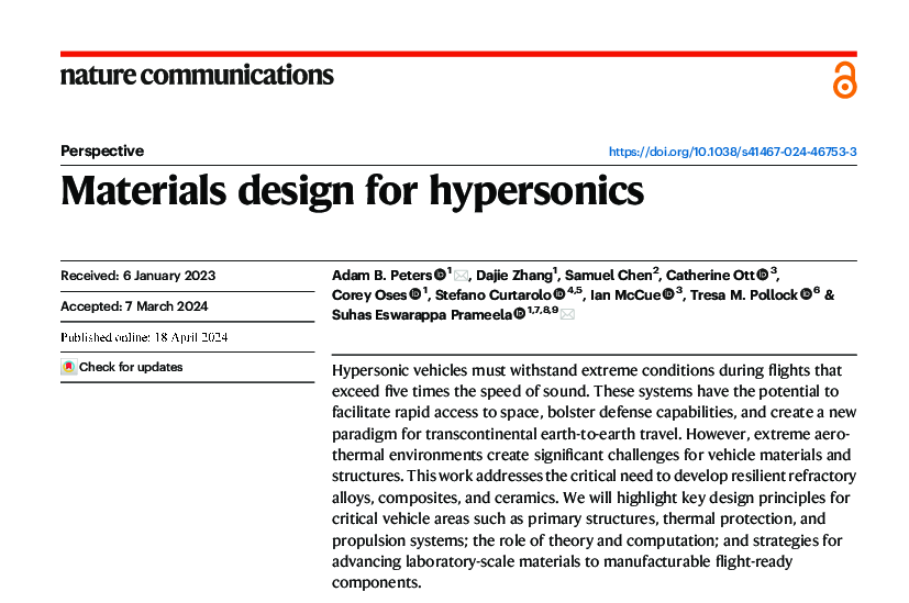Materials Design for Hypersonics