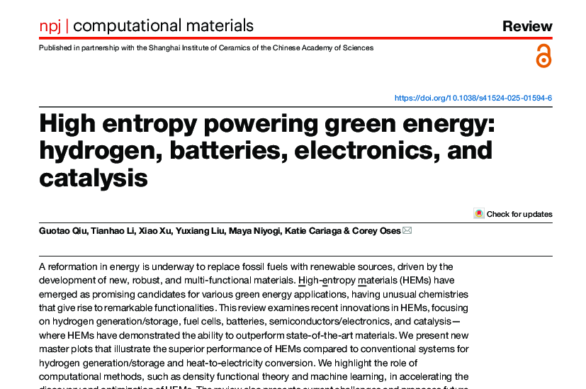 High entropy powering green energy: hydrogen, batteries, electronics, and catalysis