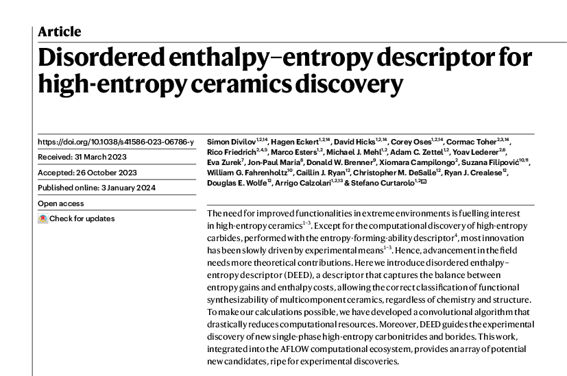 Disordered enthalpy-entropy descriptor for high-entropy ceramics discovery