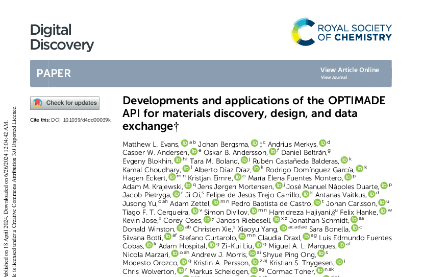 Developments and applications of the OPTIMADE API for materials discovery, design, and data exchange