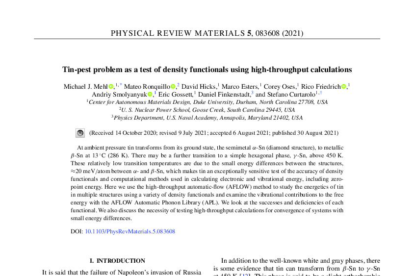 Graphical abstract for Tin-pest problem as a test of density functionals using high-throughput calculations