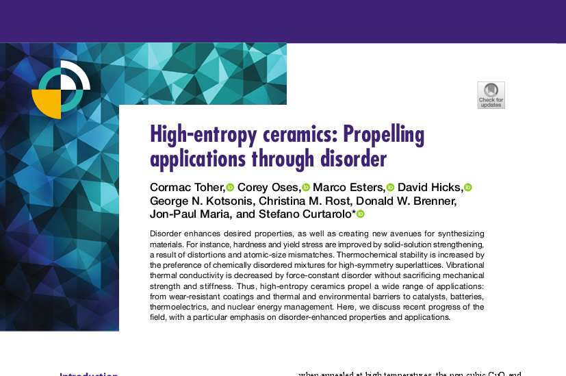 Graphical abstract for High-entropy ceramics: Propelling applications through disorder